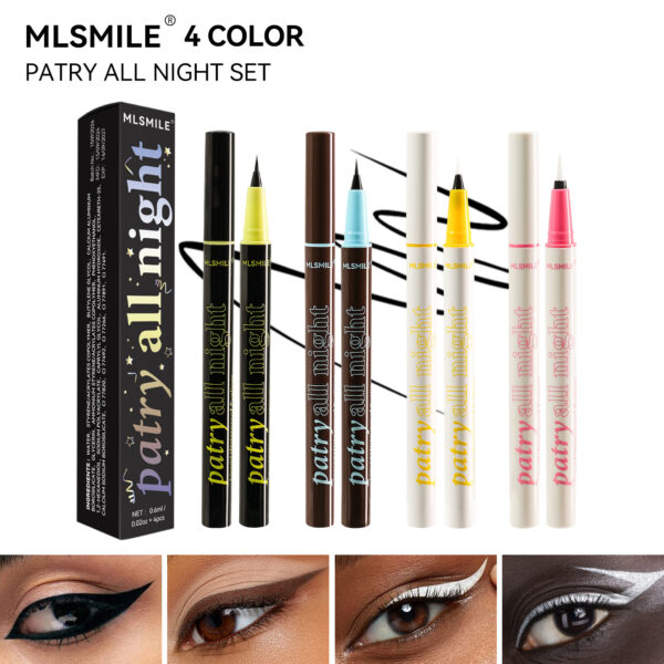 4-Color Precision Eyeliner – Ultra-Fine Tip, Smudge-Proof & Long-Lasting, Includes Shimmer Shades for Stunning Looks